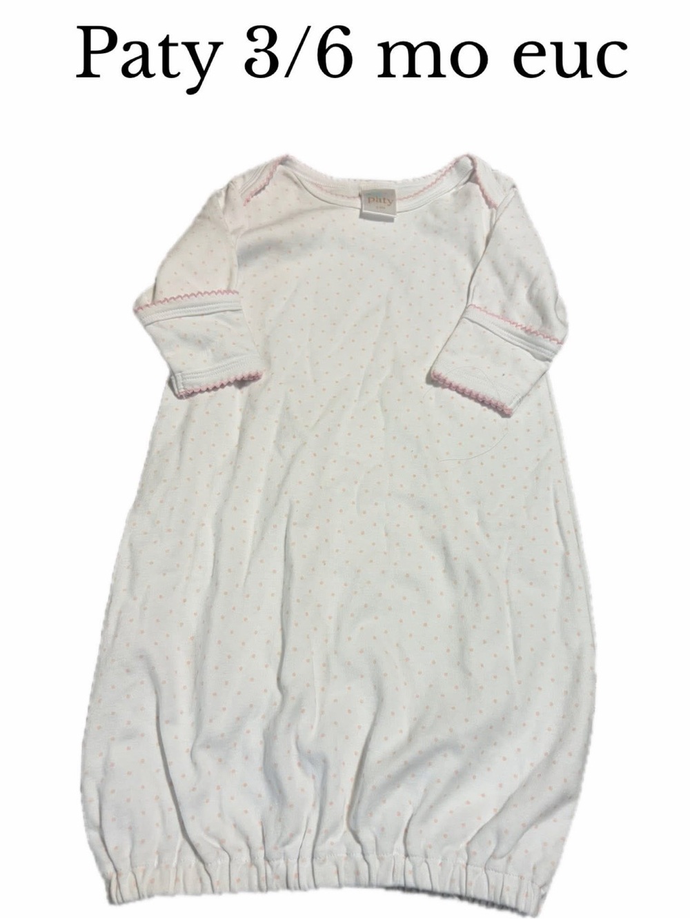 Paty 3-6 Month pink white polka dot gown